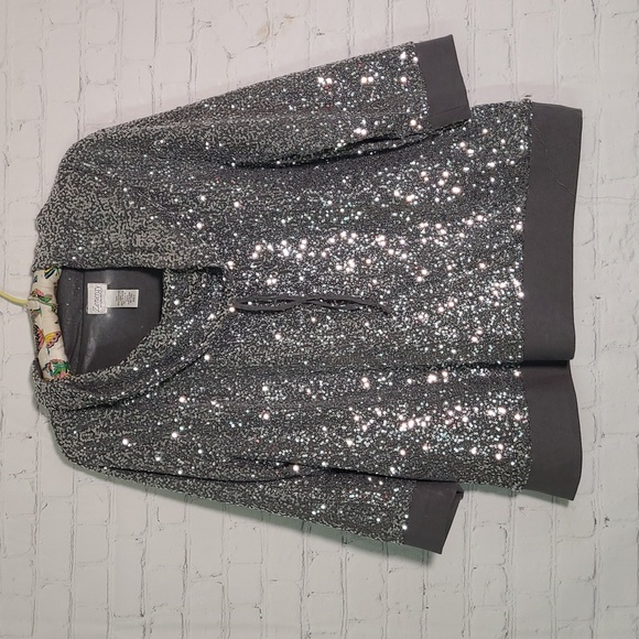 Zenergy by Chico's Tops - Zenergy By Chicos Silver Sequins Slouch Neck Quarter Sleeve Top Womens Size 3
